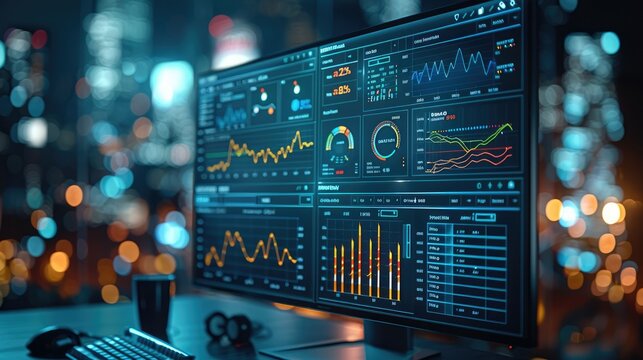 Business results evaluation, The systems to strategic business planning concept, Professional key performance indicator metrics dashboard for sales. Generative AI.