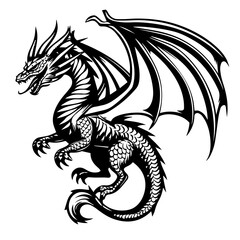 Flying Dragon Black Vector Illustration