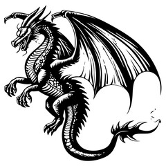Flying Dragon Black Vector Illustration