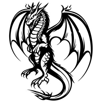 Flying Dragon Black Vector Illustration