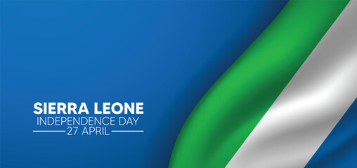 Sierra Leone Independence Day 27 April waving flag vector poster