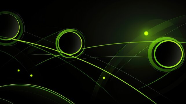 Velvety darkness is sliced by the vibrant neon green curves, creating a dynamic interplay of light and shadow that exudes a sense of depth and movement.
