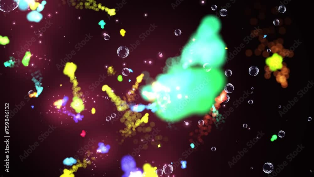 Wall mural abstract cosmic explosion. flying burning multi-colored particles. 3d. 4k. isolated black background
