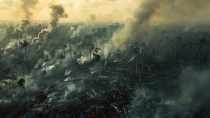 Capture the stark reality of our planet in distress, where pollution, deforestation, and the climate crisis converge, urging immediate action for survival high resolution DSLR - obrazy, fototapety, plakaty