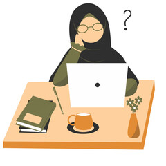 Muslimah Using Laptop