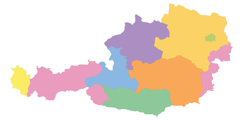 Outline of the map of Austria with regions - obrazy, fototapety, plakaty