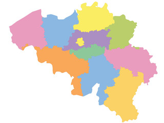 Obraz premium Outline of the map of Belgium with regions