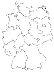 Obraz premium Outline of the map of Germany with regions