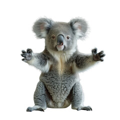 Stuffed Koala Bear Sitting on Hind Legs. Transparent PNG Background