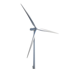 Wind Turbine Against White Background. Transparent PNG Background