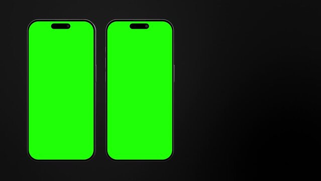 Smartphone Mockup Series with blank green screen, isolated on Separate background. HD animation for presentation on mockup screen