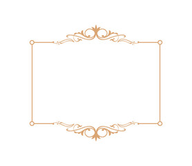 Thin gold beautiful decorative vintage frame for your design. Making menus, certificates, salons and boutiques. Gold frame on a dark background. Space for your text. Vector illustration. - 759852106