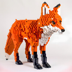 Fox bulit from lego bricks - obrazy, fototapety, plakaty