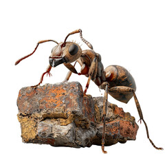 Bug Crawling on Rock. Transparent PNG Background