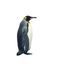 Penguin Standing on Rock by Ocean. Transparent PNG Background