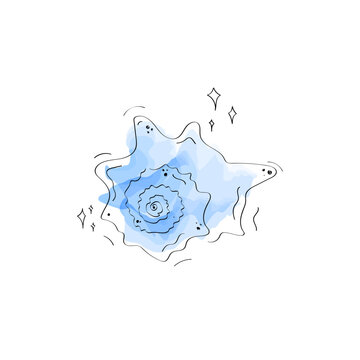 recommend clip art: doodle isolated silhouette of blue shell on white background. outline vector simple illustration