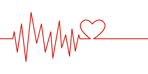 Heartbeat Cardiogram Medical transparent Background Illustration Vector. Health Care Heart Beat Wave Hospital EKG ECG Electrocardiogram Pulse Signal Love Valentine’s Day Red Line Element Design - obrazy, fototapety, plakaty