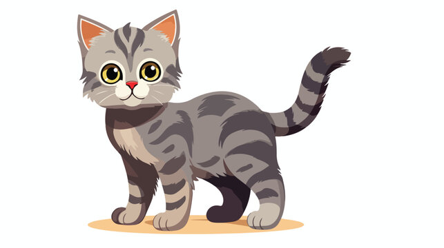 Vector image of cartoon cat flat vector isolated on