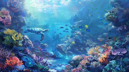 Fototapeta na wymiar Coral Reef and Fishes in the Red Sea: Underwater Beauty