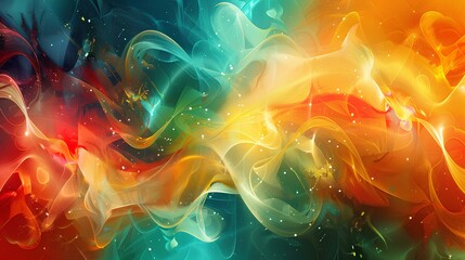 Vibrant Energy: Abstract Colorful Background with Light, Smoke, and Motion in a Futuristic Illustration of Fractal Art