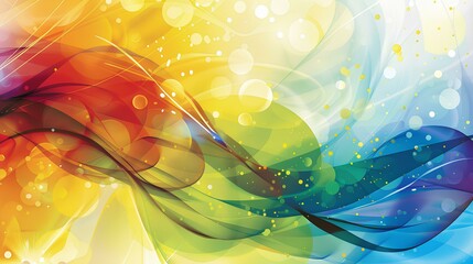 Colorful Butterfly Wave: Abstract background design with butterflies, light, glowing stars, and vibrant colors