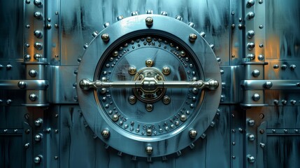 image of a vault door, focus on its metallic sheen and solid construction, embodying impenetrable security