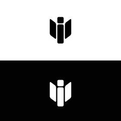 vector logo, abstract letters i and m, abstract angel, droid, suitable for technology companies, internet, computers, applications, etc., black and white.