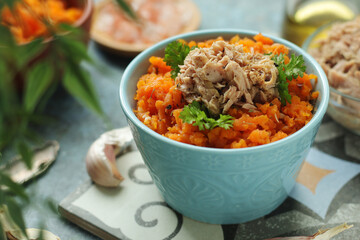Houria, cooked carrot salad, a traditional dish of Tunisian cuisine