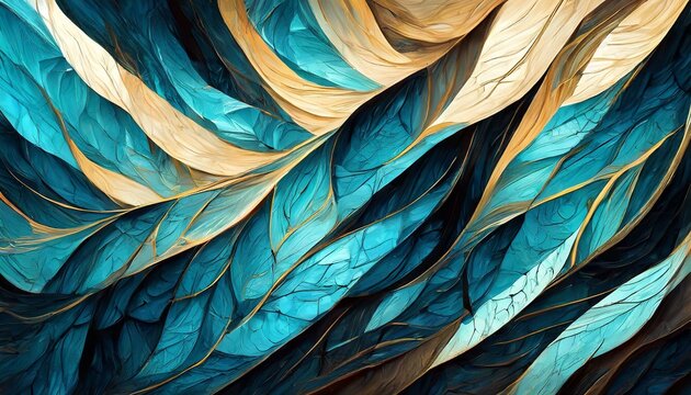 Fließende Wellen und Linien in Blau und Gelb Farbtönen. Hintergrund. Natur. Flora. Wallpaper