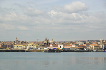 Fototapeta na wymiar A harbor and a porto in Catania, Italy