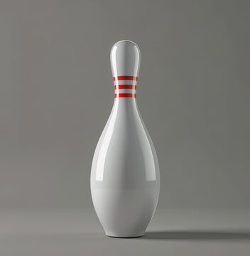 Elegant bowling pin with iconic red stripes - a versatile design for creative projects