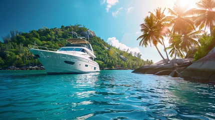 Acrylglas Duschewand mit Foto Bora Bora, Französisch-Polynesien Luxury yacht in beautiful sea 