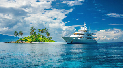 Luxury yacht in beautiful sea  - obrazy, fototapety, plakaty
