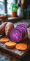 Fototapeta na wymiar Süßkartoffel mit violetter Schale