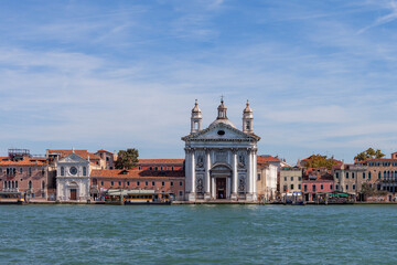 Fototapeta na wymiar View of Church of Saint Mary of the Rosary 'Gesuati' from Venetian Lagoon