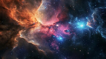 Cosmos with stars, nebula and galaxies, abstract space background	
