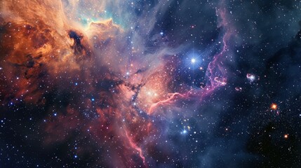 Colorful cosmos with stars, nebula and galaxies, abstract space background	
