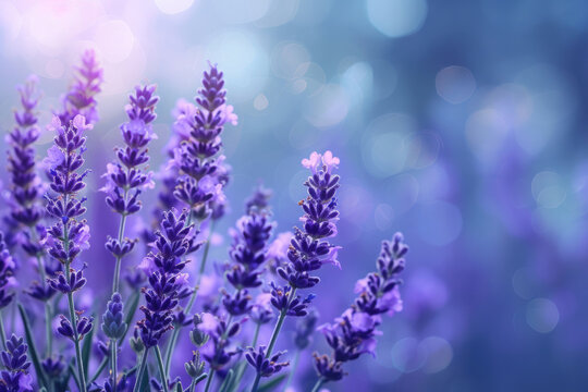 close-up, lavender branches, purple texture, floral background, with bokeh