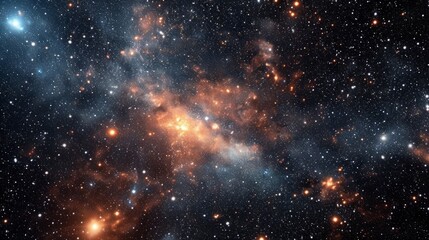 Dark cosmos with stars, nebula and galaxies, abstract space background	
 - obrazy, fototapety, plakaty