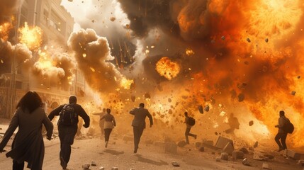 People running away from the explosions