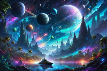 landscape with space created with generative AI software