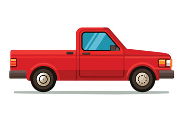 Red pickup truck , clear flat vector illustration artwork  - obrazy, fototapety, plakaty