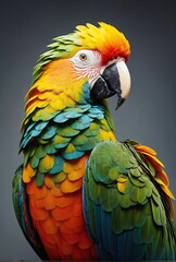 Fototapeta premium Parrot portrait close-up. Wild animals poster. 