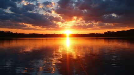 Sunset over a lake