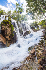 Bonsai beach waterfall in Jiuzhaigou, Sichuan, China