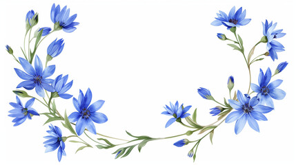 Fototapeta na wymiar Delicate Blue Flower Corners