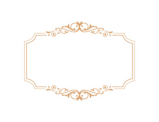 Thin gold beautiful decorative vintage frame for your design. Making menus, certificates, salons and boutiques. Gold frame on a dark background. Space for your text. Vector illustration. - 759868709