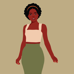 Stylish afro black woman in elegant art style vector