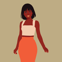 Stylish black woman in elegant art style vector