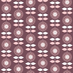 Brown and white regular graphic design with abstract flower,..Floral as seamless pattern. Abstract background for textile design, Simple regular graphic design with abstract flowers.